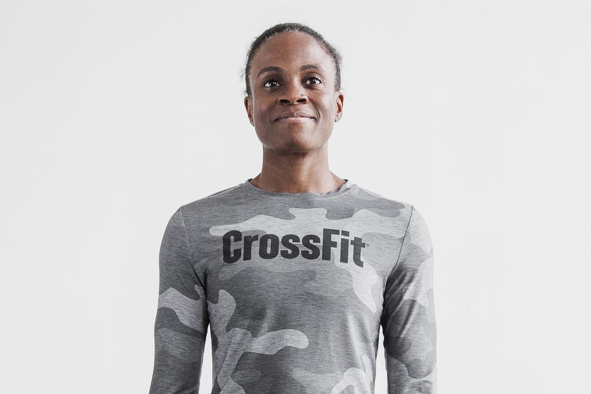 Nobull Crossfit® Women's Long Sleeves Grey Camo | Australia (OG5824)